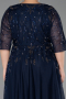 Robe De Soirée Grande Taille Longue Bleu Marine ABU6489