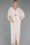 Robe de Soirée Grande Taille Longue Mousseline Beige ABU6490
