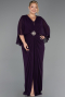 Robe de Soirée Grande Taille Longue Mousseline Violet Foncé ABU6490