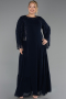 Robe de Soirée Grande Taille Longue Mousseline Bleu Marine ABU6491