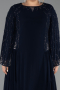 Robe de Soirée Grande Taille Longue Mousseline Bleu Marine ABU6491