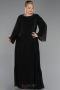 Robe de Soirée Grande Taille Longue Mousseline Noir ABU6491