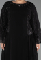 Robe de Soirée Grande Taille Longue Mousseline Noir ABU6491
