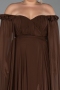 Robe de Soirée Grande Taille Longue Mousseline Brun ABU3464