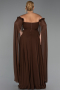 Robe de Soirée Grande Taille Longue Mousseline Brun ABU3464