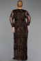 Robe De Soirée Grande Taille Longue Squameuse Brun ABU6493