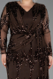 Robe De Soirée Grande Taille Longue Squameuse Brun ABU6493