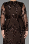 Robe De Soirée Grande Taille Longue Squameuse Brun ABU6493