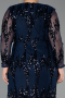Robe De Soirée Grande Taille Longue Squameuse Bleu Marine ABU6493