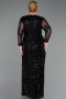 Robe De Soirée Grande Taille Longue Squameuse Noir ABU6493
