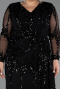 Robe De Soirée Grande Taille Longue Squameuse Noir ABU6493