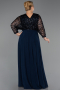 Robe Grande Taille Longue Mousseline Bleu Marine ABU6495