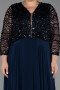 Robe Grande Taille Longue Mousseline Bleu Marine ABU6495