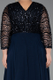 Robe Grande Taille Longue Mousseline Bleu Marine ABU6495