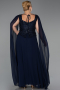 Robe Grande Taille Longue Mousseline Bleu Marine ABU6422