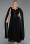 Robe Grande Taille Longue Mousseline Noir ABU6422