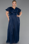 Robe Grande Taille Longue Mousseline Bleu Marine ABU6423