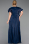 Robe Grande Taille Longue Mousseline Bleu Marine ABU6423
