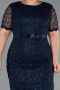 Robe De Invitation Grande Taille Midi Dantelle Bleu Marine ABK2673