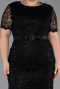 Robe De Invitation Grande Taille Midi Dantelle Noir ABK2673