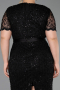 Robe De Invitation Grande Taille Midi Dantelle Noir ABK2673