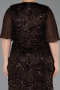 Robe De Soirée Grande Taille Longue Squameuse Brun ABU6373