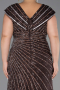 Robe De Fiançailles Grande Taille Longue Perlé Brun ABU5444