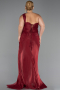 Robe De Soirée Grande Taille Longue Mousseline Rouge Bordeaux ABU6631