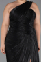 Robe De Soirée Grande Taille Longue Mousseline Noir ABU6631