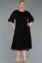 Robe de Soirée Grande Taille Midi Mousseline Noir ABK2677