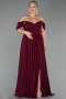 Robe De Soirée Grande Taille Mousseline Longue Couleur Cerise ABU3738