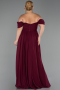 Robe De Soirée Grande Taille Mousseline Longue Couleur Cerise ABU3738