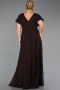 Robe Grande Taille Longue Mousseline Brun ABU1562