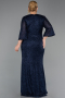 Robe De Soirée Grande Taille Longue Perlé Bleu Marine ABU6501