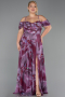 Robe De Soirée Grande Taille Longue Prune ABU6409