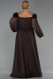 Robe Grande Taille Longue Mousseline Brun ABU4131