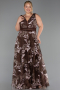 Robe De Soirée Grande Taille Longue Lacé Brun ABU4261