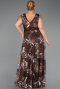 Robe De Soirée Grande Taille Longue Lacé Brun ABU4261