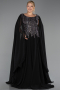 Robe De Soirée Grande Taille Longue Mousseline Noir ABU6435