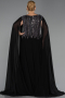 Robe De Soirée Grande Taille Longue Mousseline Noir ABU6435