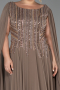 Robe De Soirée Grande Taille Longue Mousseline Vison ABU6435
