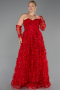 Robe De Fiançailles Grande Taille Longue Rouge ABU5660