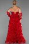 Robe De Fiançailles Grande Taille Longue Rouge ABU5660