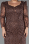 Robe De Soirée Grande Taille Longue Perlé Brun ABU5388