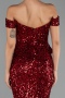 Robe de Soirée Longue Squameuse Rouge Bordeaux ABU6359