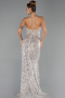 Robe de Soirée Longue Squameuse Beige ABU6498