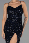 Robe de Soirée Longue Squameuse Bleu Marine ABU6498