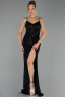 Robe de Soirée Longue Squameuse Noir ABU6498
