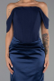 Robe Queue de Poisson Longue Satin Bleu Marine ABU6525