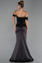 Robe Queue de Poisson Longue Satin Noir ABU6525